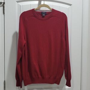 Brooks Brothers Mens Round Collar,Cotton Cashmere Burgundy Sweater,Size Large